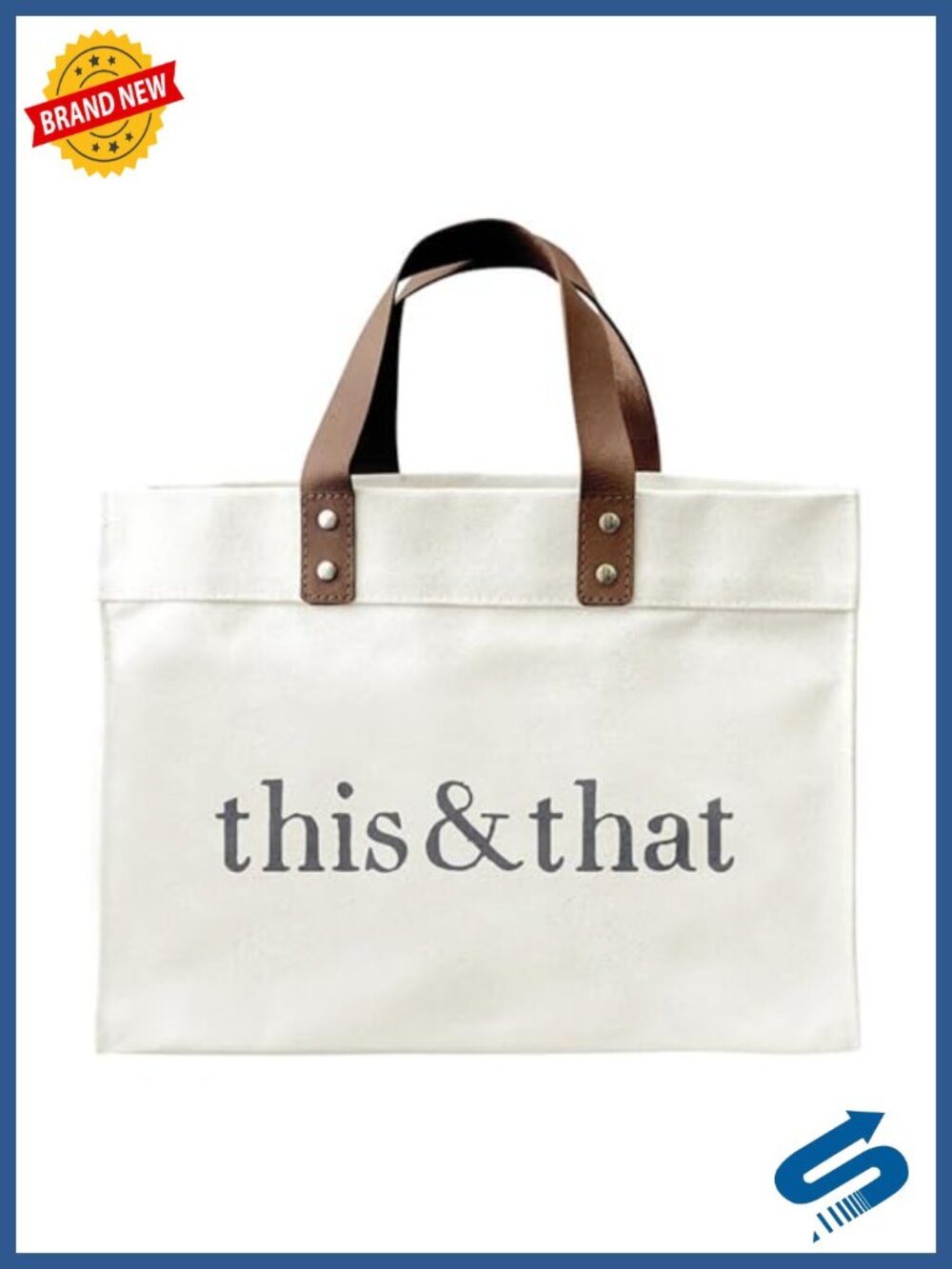 Canvas Tote Bag with Genuine Leather Handles